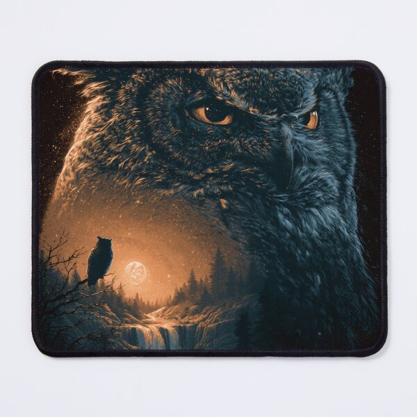 Item preview, Majestic Owl Forest Waterfall Night Sky Art designed and sold by NicolasGlowArt.
