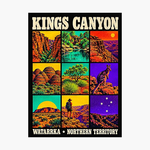Item preview, Kings Canyon Watarrka National Park Retro Travel Lost City Wallaby Northern Territory Red Centre designed and sold by Yellowriversss.