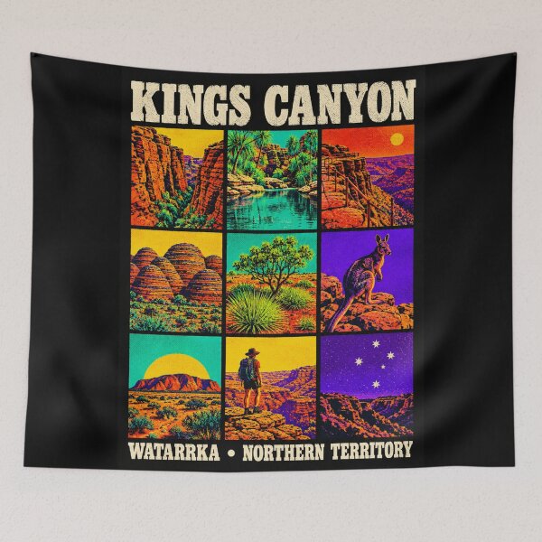 Item preview, Kings Canyon Watarrka National Park Retro Travel Lost City Wallaby Northern Territory Red Centre designed and sold by Yellowriversss.