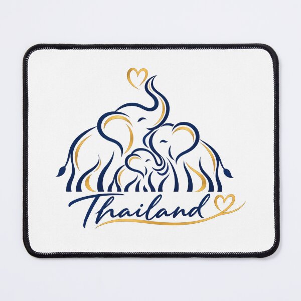 Item preview, Cute Thai Elephant Family Love Gold Navy Line Art designed and sold by Nicha Studio.