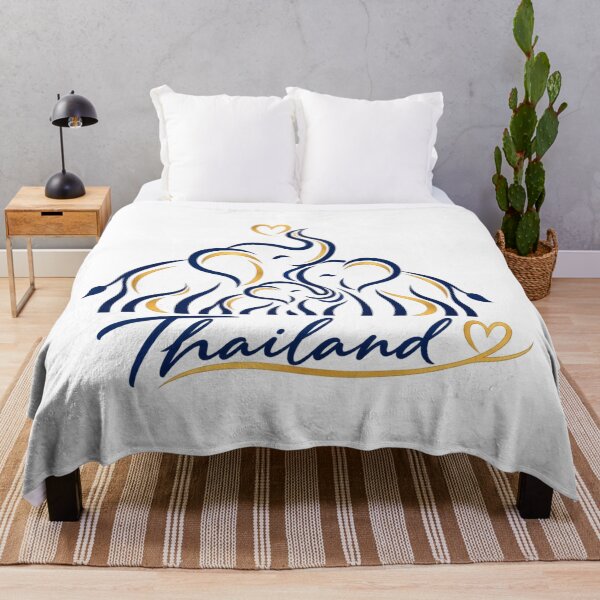 Item preview, Cute Thai Elephant Family Love Gold Navy Line Art designed and sold by Nicha Studio.