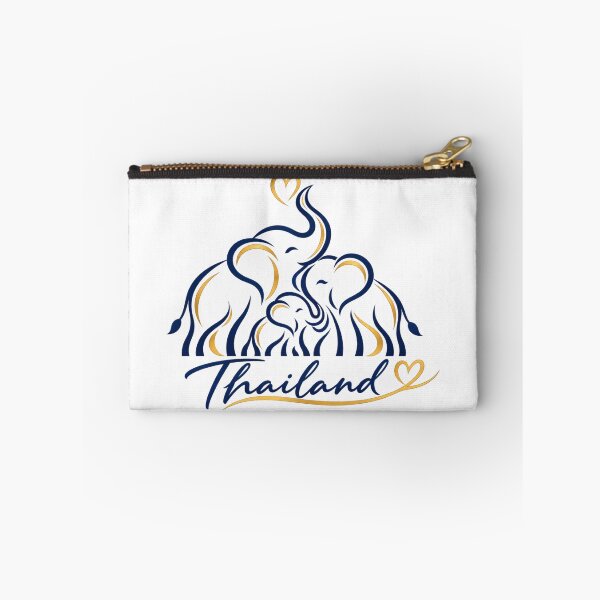 Item preview, Cute Thai Elephant Family Love Gold Navy Line Art designed and sold by Nicha Studio.