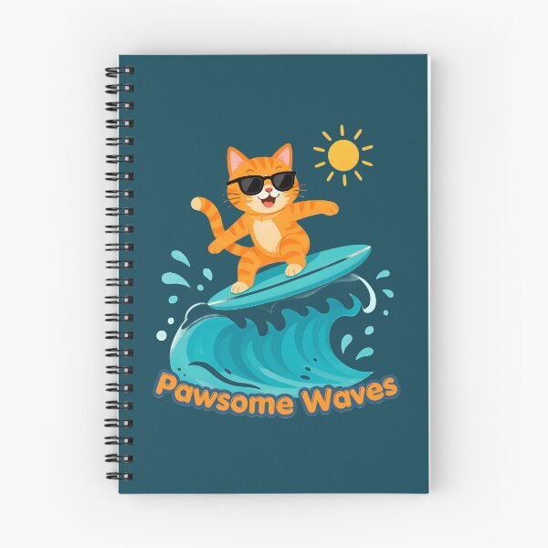 Item preview, Pawsome Waves Cute Surfing Ginger Cat Beach Summer Vibe T-Shirt & Print designed and sold by SeJaa.