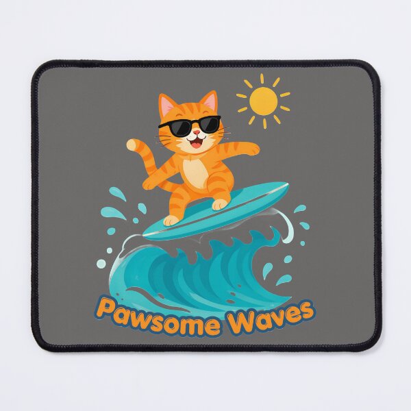 Item preview, Pawsome Waves Cute Surfing Ginger Cat Beach Summer Vibe T-Shirt & Print designed and sold by SeJaa.