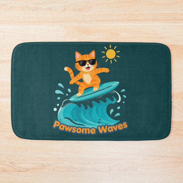 Item preview, Pawsome Waves Cute Surfing Ginger Cat Beach Summer Vibe T-Shirt & Print designed and sold by SeJaa.
