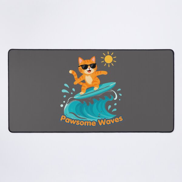 Item preview, Pawsome Waves Cute Surfing Ginger Cat Beach Summer Vibe T-Shirt & Print designed and sold by SeJaa.