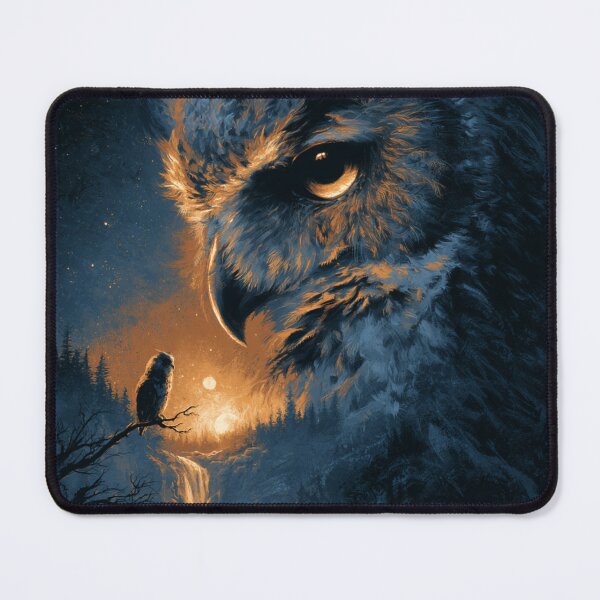 Item preview, Majestic Owl Forest Night Sky Waterfall Art designed and sold by NicolasGlowArt.