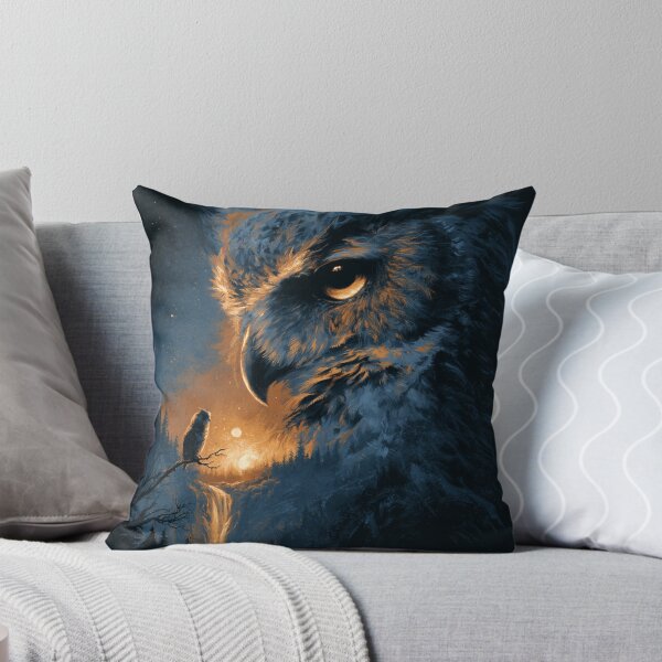 Item preview, Majestic Owl Forest Night Sky Waterfall Art designed and sold by NicolasGlowArt.