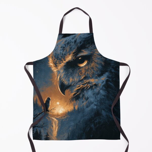 Item preview, Majestic Owl Forest Night Sky Waterfall Art designed and sold by NicolasGlowArt.