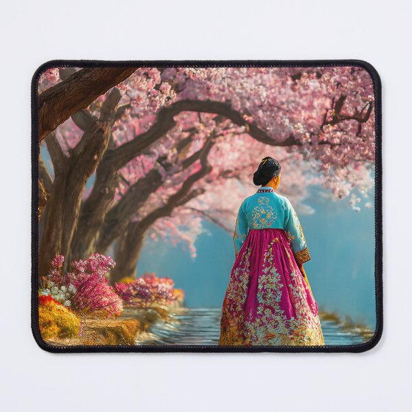Item preview, Enchanting Cherry Blossom Path with Traditional Dress designed and sold by Artessie.