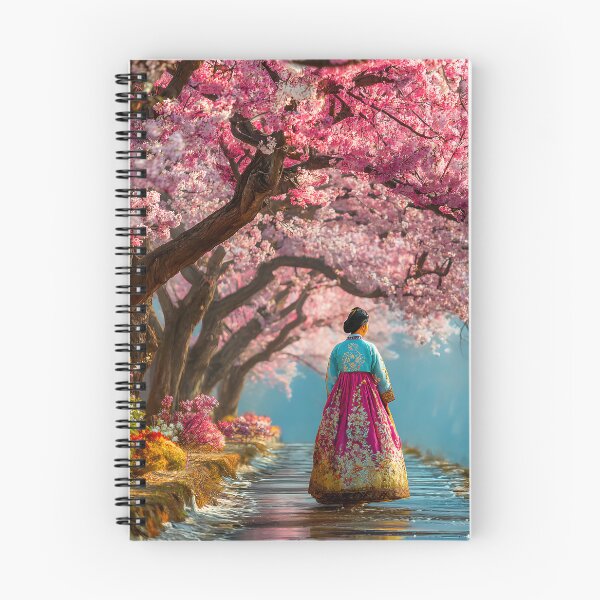 Item preview, Enchanting Cherry Blossom Path with Traditional Dress designed and sold by Artessie.