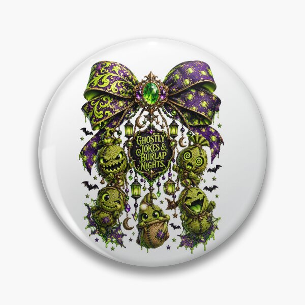Item preview, Halloween Ghostly Jokes Burlap Nights Bow designed and sold by Sovereign Supply Co..