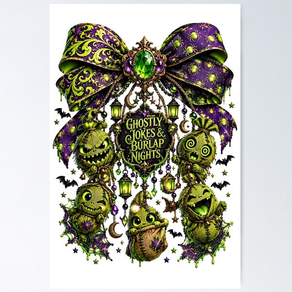 Item preview, Halloween Ghostly Jokes Burlap Nights Bow designed and sold by Sovereign Supply Co..