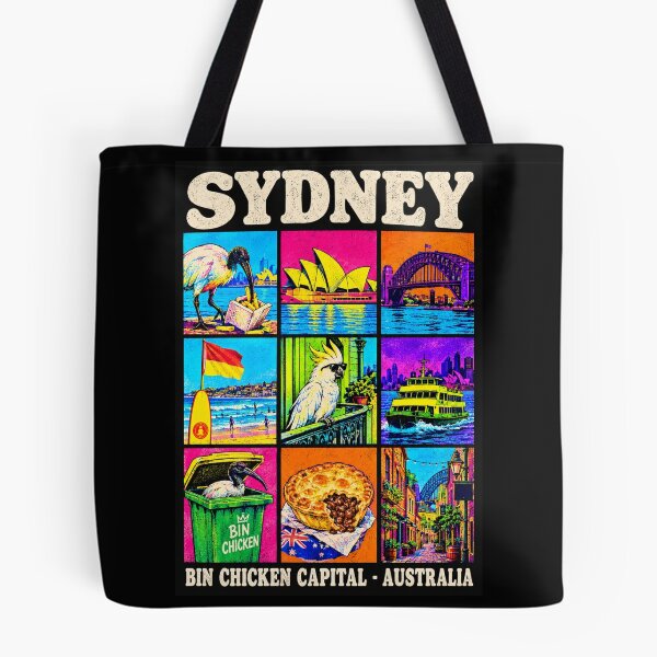 Item preview, Sydney Australia Retro Travel Bin Chicken Opera House Harbour Bridge Meat Pie designed and sold by Yellowriversss.