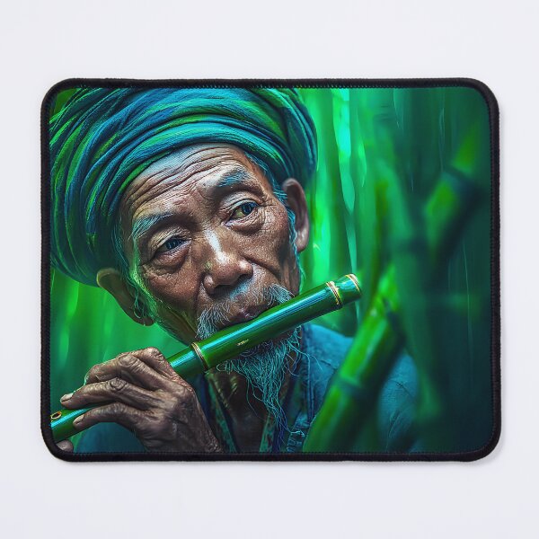 Item preview, Elderly Man Playing Flute in a Bamboo Forest designed and sold by Artessie.