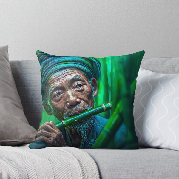 Item preview, Elderly Man Playing Flute in a Bamboo Forest designed and sold by Artessie.