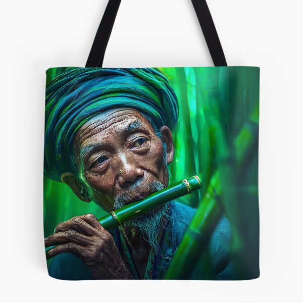 Item preview, Elderly Man Playing Flute in a Bamboo Forest designed and sold by Artessie.