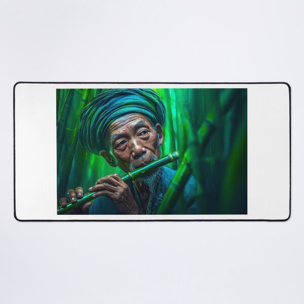 Item preview, Elderly Man Playing Flute in a Bamboo Forest designed and sold by Artessie.