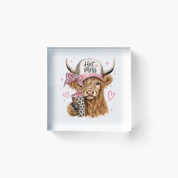 Item preview, Hot Mess Leopard Highland Cow Coffee Farm Animal Lover T-Shirt designed and sold by Cute-Pretty.