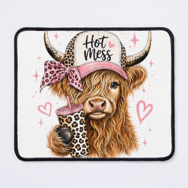 Item preview, Hot Mess Leopard Highland Cow Coffee Farm Animal Lover T-Shirt designed and sold by Cute-Pretty.