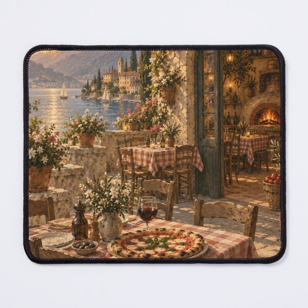 Item preview, Italian Lakeside Oil Painting Sunset Trattoria Terrace "La Dolce Vita" designed and sold by Jozefin's Studio.