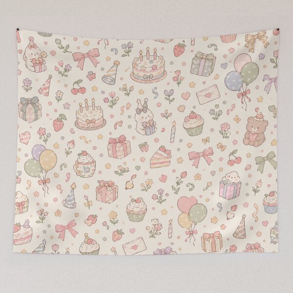 Item preview, Cute Pastel Birthday Party Seamless Pattern designed and sold by ellinnur.