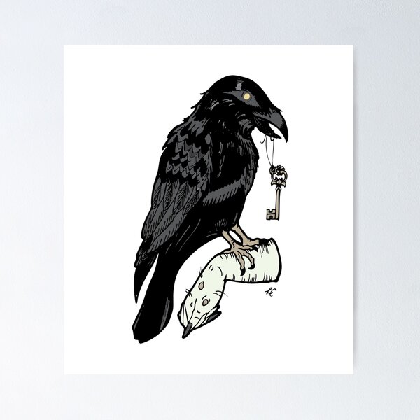 Item preview, Crow With Key Necklace Raven Keeper Secret Key designed and sold by Lauraacox-Art.