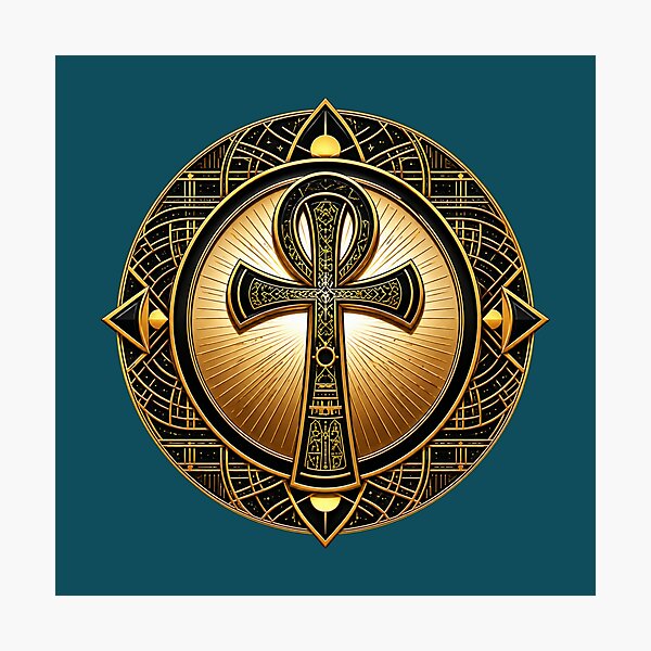 Item preview, Ancient Egyptian Ankh Symbol with Intricate Geometric Design - African Spirituality Art designed and sold by 'VARI'.