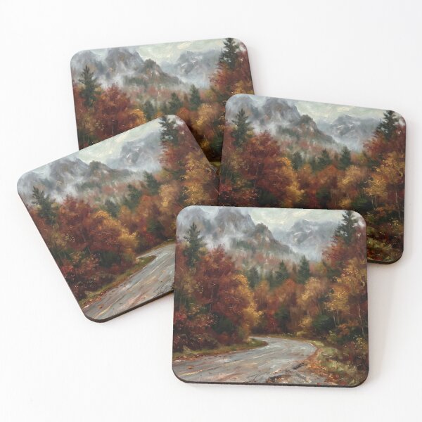 Item preview, Mountain Road in Autumn designed and sold by RedPeaStudio.