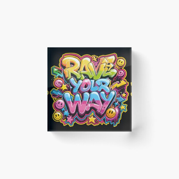 Item preview, Rave Your Way – Neon Acid Graffiti Typography designed and sold by RH Design Lab.