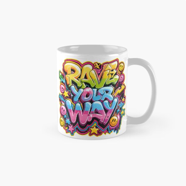 Item preview, Rave Your Way – Neon Acid Graffiti Typography designed and sold by RH Design Lab.