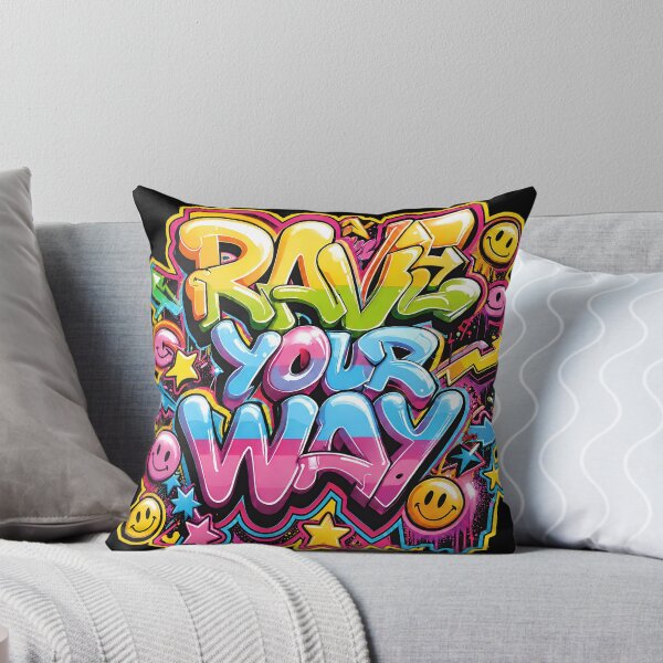 Item preview, Rave Your Way – Neon Acid Graffiti Typography designed and sold by RH Design Lab.