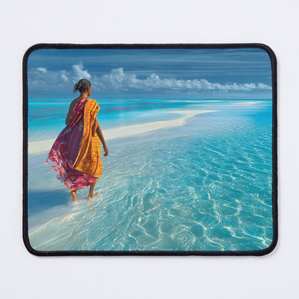 Item preview, Woman Walking in Shallow Turquoise Waters of Ocean designed and sold by Artessie.