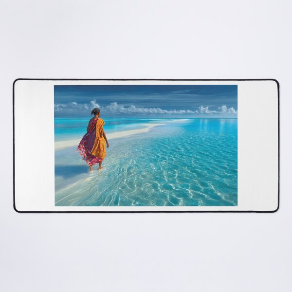 Item preview, Woman Walking in Shallow Turquoise Waters of Ocean designed and sold by Artessie.