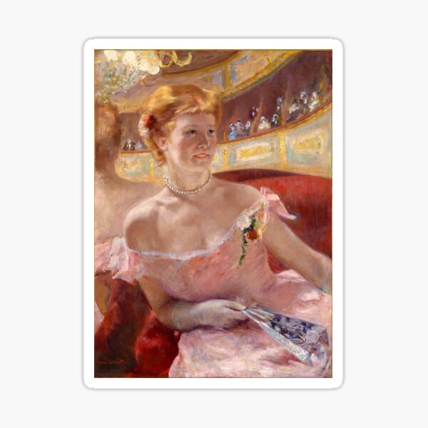 Woman with a Pearl Necklace in a Loge by Mary Stevenson Cassatt Sticker