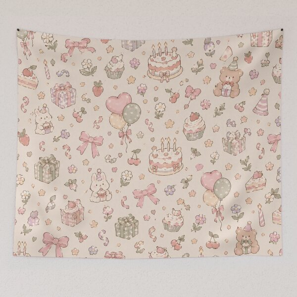 Item preview, Cute Pastel Birthday Party Seamless Pattern designed and sold by ellinnur.