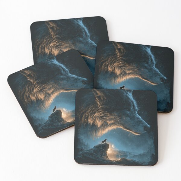 Item preview, Mystical Wolf Howling at Moon Night Sky Design designed and sold by NicolasGlowArt.