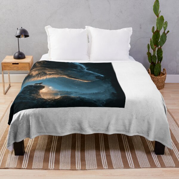 Item preview, Mystical Wolf Howling at Moon Night Sky Design designed and sold by NicolasGlowArt.