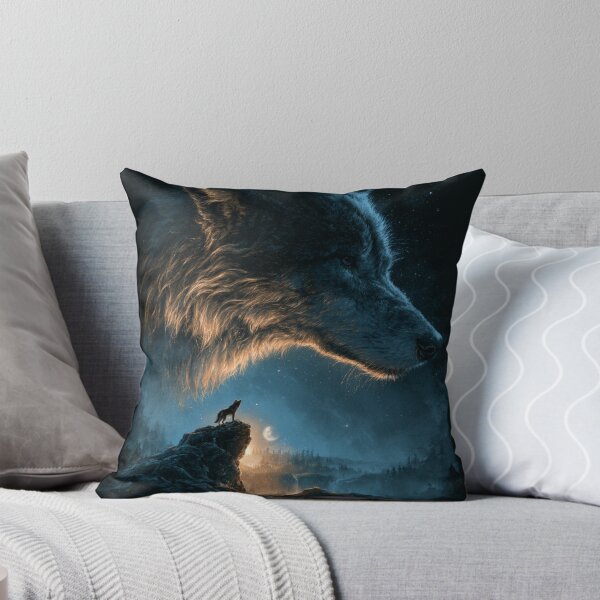 Item preview, Mystical Wolf Howling at Moon Night Sky Design designed and sold by NicolasGlowArt.