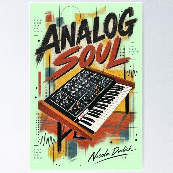 Item preview, Analog Soul – Vintage Synthesizer Music Art designed and sold by NicolaDudich.
