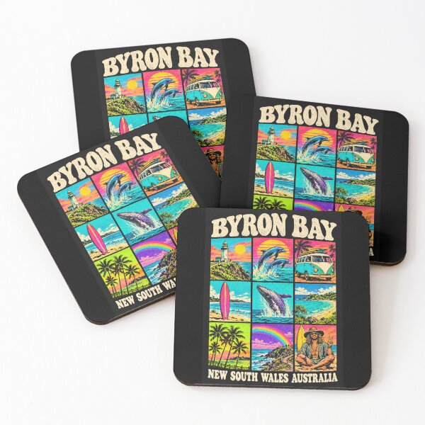Item preview, Byron Bay New South Wales Retro Travel Lighthouse Surf Dolphins Whale Australia designed and sold by Yellowriversss.