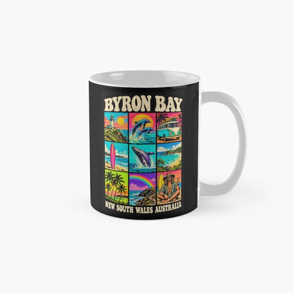 Item preview, Byron Bay New South Wales Retro Travel Lighthouse Surf Dolphins Whale Australia designed and sold by Yellowriversss.