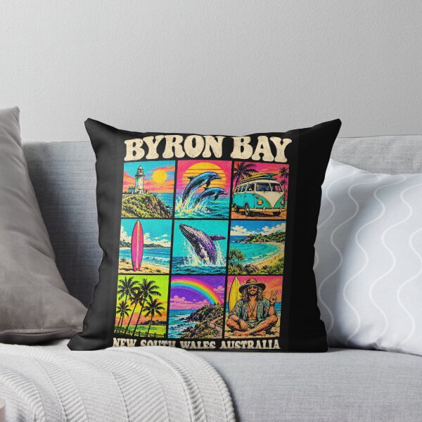 Item preview, Byron Bay New South Wales Retro Travel Lighthouse Surf Dolphins Whale Australia designed and sold by Yellowriversss.