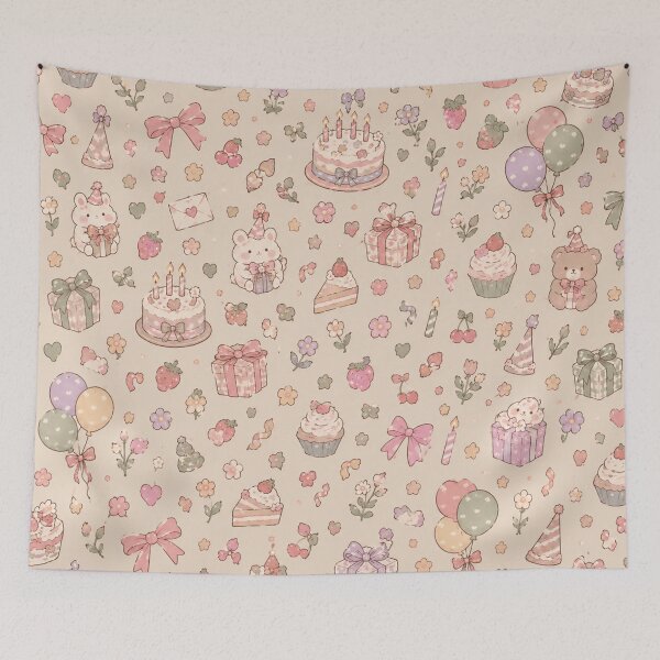 Item preview, Cute Pastel Birthday Party Seamless Pattern designed and sold by ellinnur.