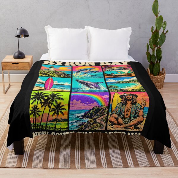 Item preview, Byron Bay New South Wales Retro Travel Lighthouse Surf Dolphins Whale Australia designed and sold by Yellowriversss.