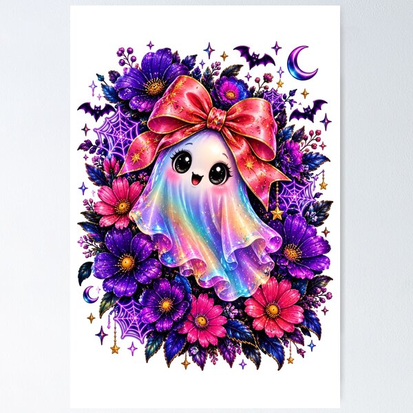 Item preview, Halloween Rainbow Ghost Pink Bow Flowers designed and sold by Sovereign Supply Co..