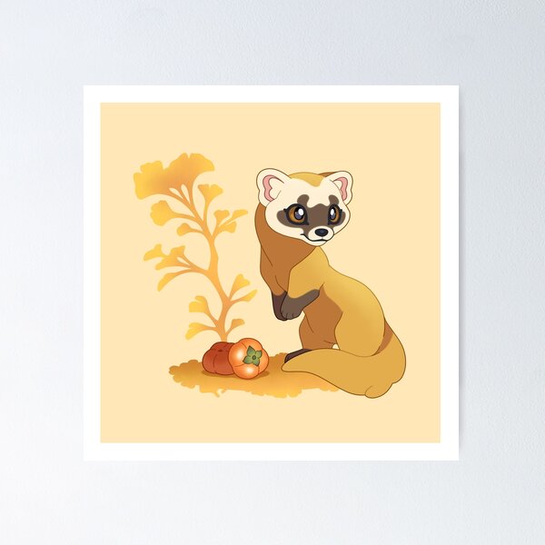 Item preview, Japanese marten illustration designed and sold by DreamyPaw studio.