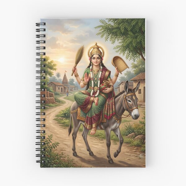 Item preview, Sheetla Mata Riding Donkey Devotional Art designed and sold by hutofdesigns.