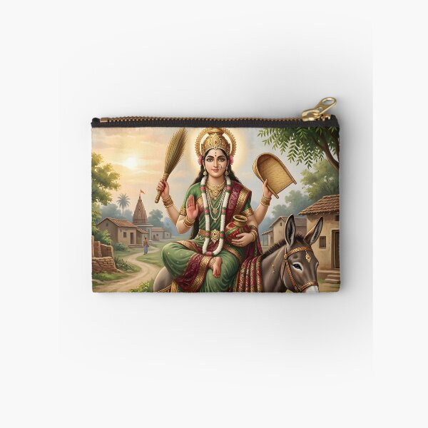 Item preview, Sheetla Mata Riding Donkey Devotional Art designed and sold by hutofdesigns.