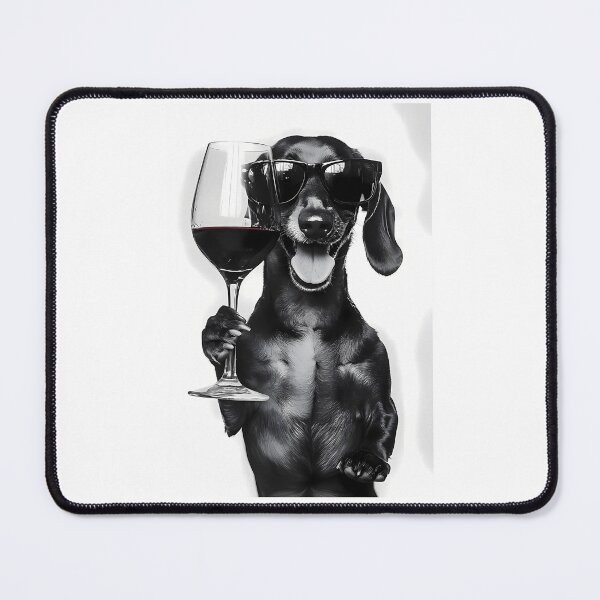 Item preview, Dachshund Dog Drinking Red Wine Wearing Sunglasses designed and sold by uyndonG-rey.